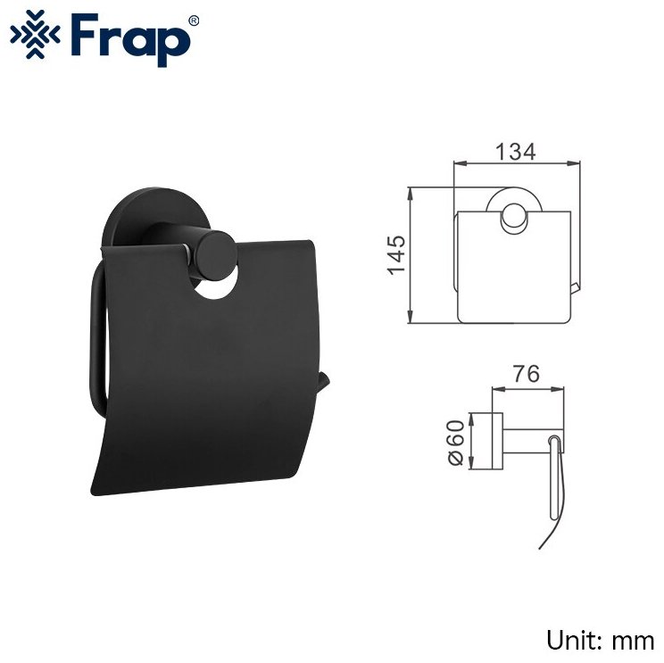 Держатель для туалетной бумаги Frap F30203 с крышкой черный