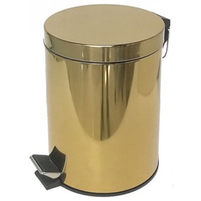 Ведро для мусора хром 5л. 105-G золото круглое
