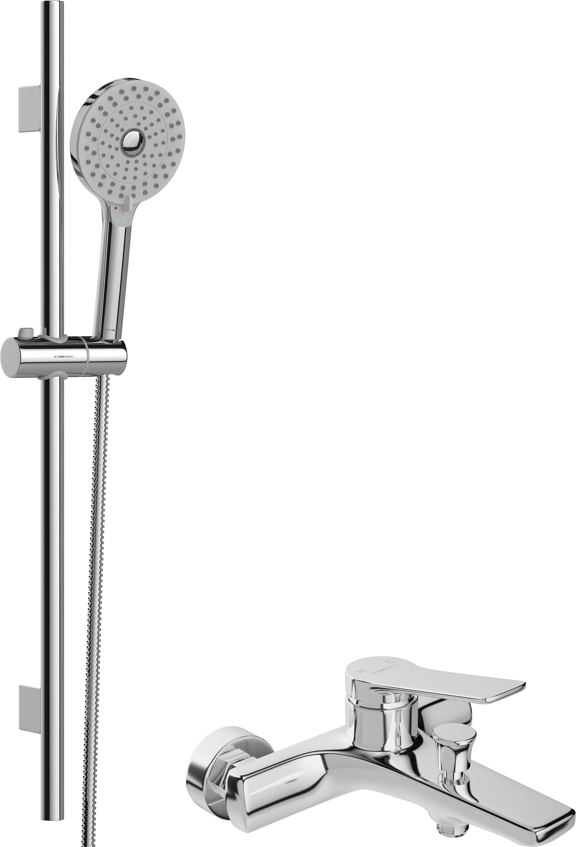 Смеситель для ванны с душем STWORKI Хальмстад HDA5703Y с душевым гарнитуром STWORKI Хельсинки S178014-2B02-3