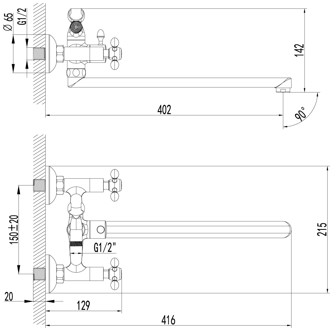 Смеситель для ванны LEMARK LM7651C хром