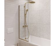 Шторка на ванну DIWO Анапа неподвижная, 50х140, профиль золото, прозрачное стекло