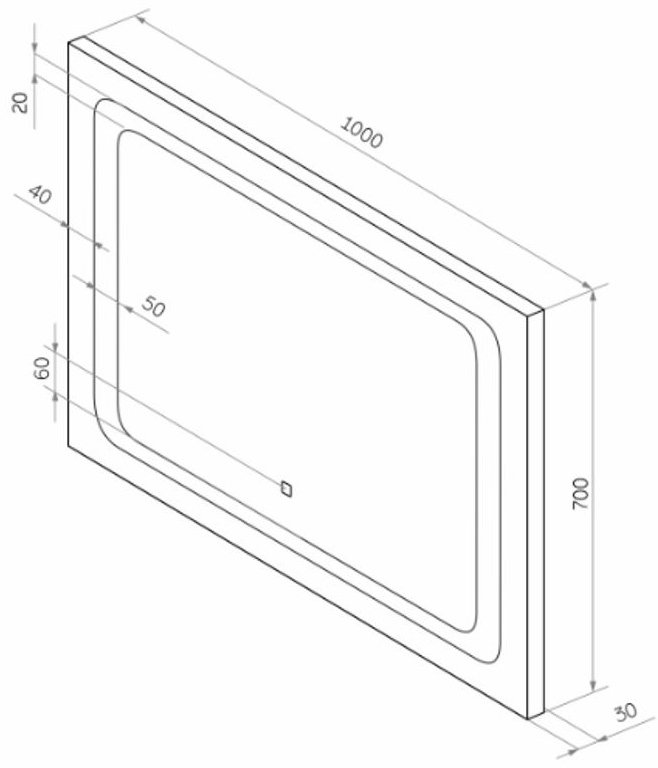 Зеркало Atlantis LED 1000x700 с сенсором
