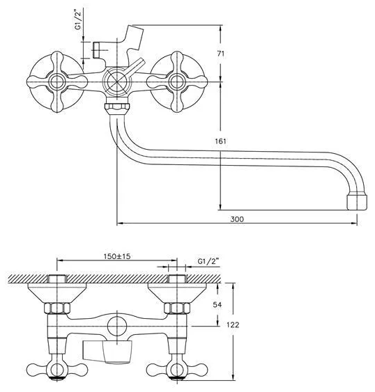 Смеситель для ванны Haiba HB2208-2 хром