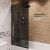 Шторка на ванну DIWO Анапа неподвижная, 70х140, профиль черный матовый, тонированное стекло