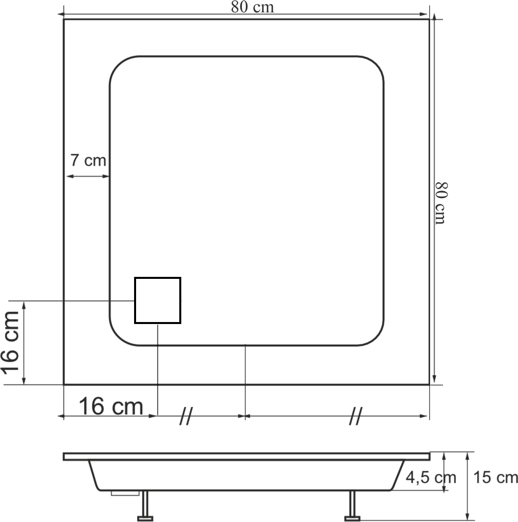 Поддон для душа DIWO квадрат, 80х80