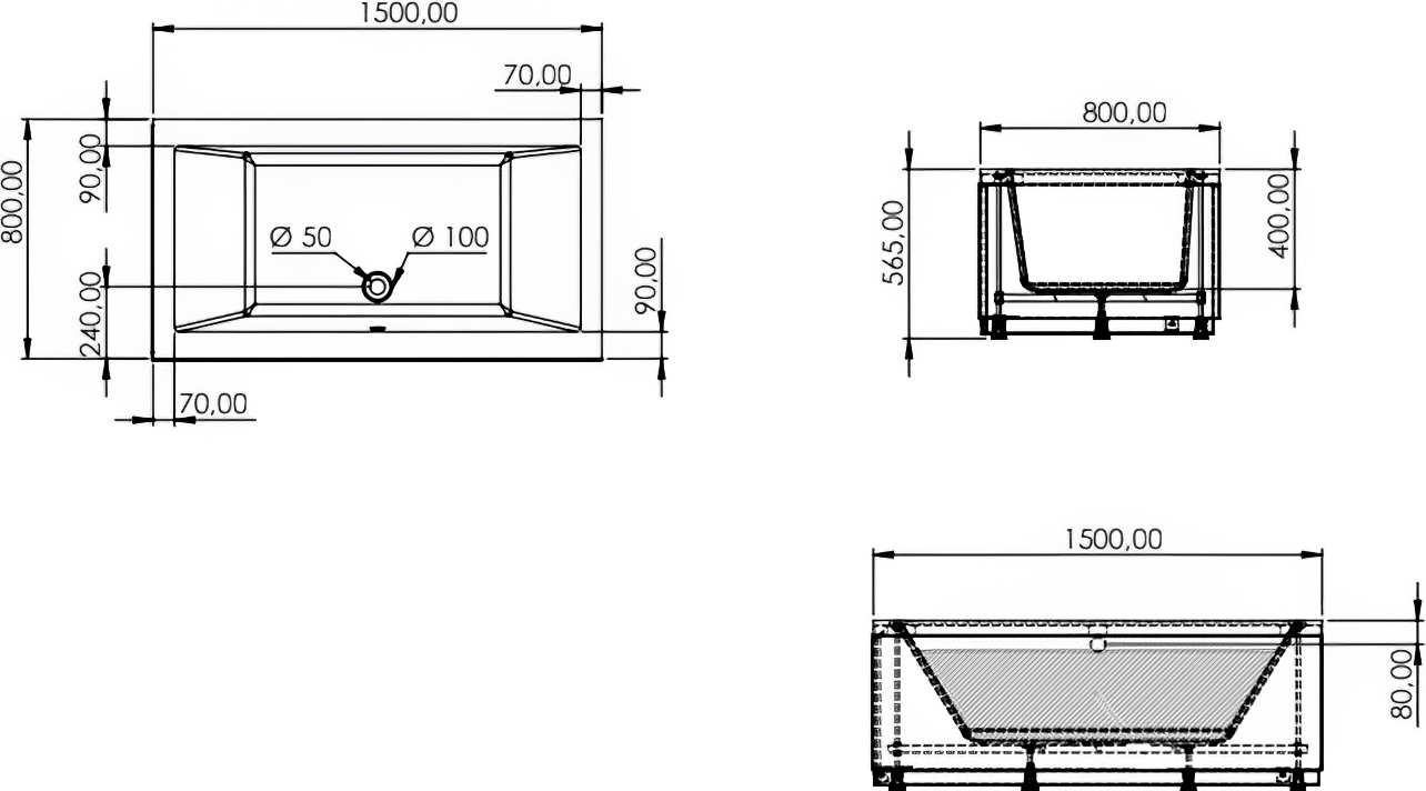 Акриловая ванна Artemis Sentinus 150x80