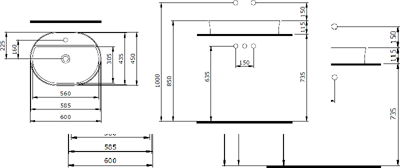 Раковина BOCCHI Slim Line 1600-001-0126 глянцевая белая