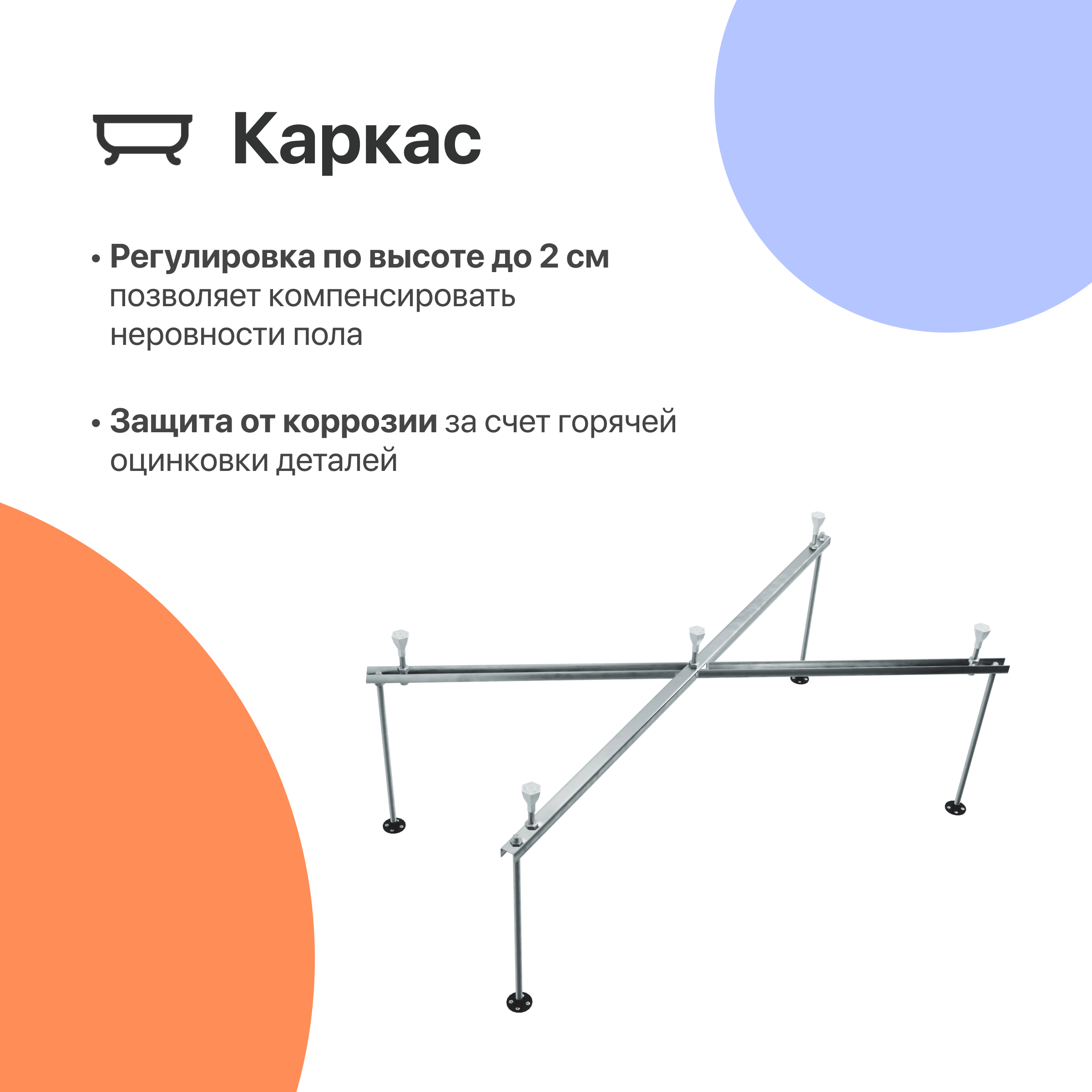 Акриловая ванна DIWO Элиста 170x70 с каркасом