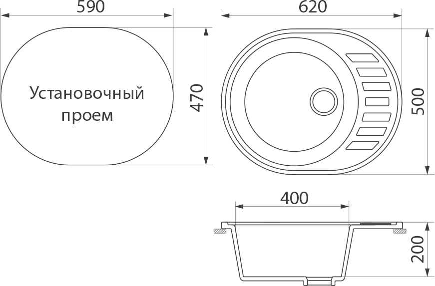 Мойка кухонная Domaci Бьелла DMC-62 серая