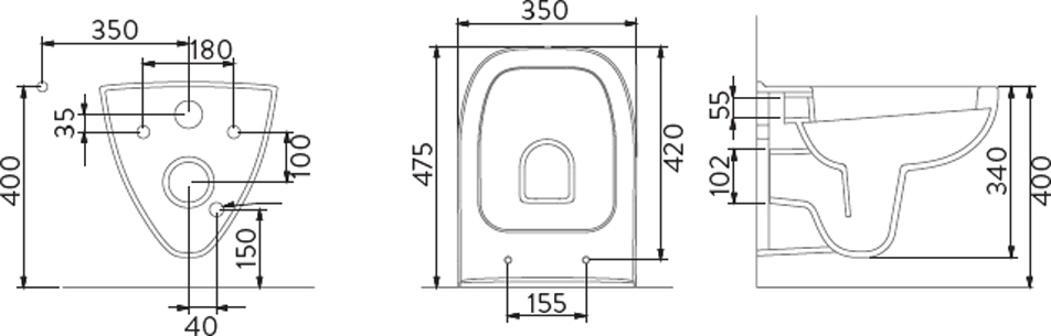 Комплект Унитаз подвесной Seramiksan Petite A101002H + Крышка AG50006 с микролифтом + Инсталляция DIWO 4501 + Кнопка 7315 золотая