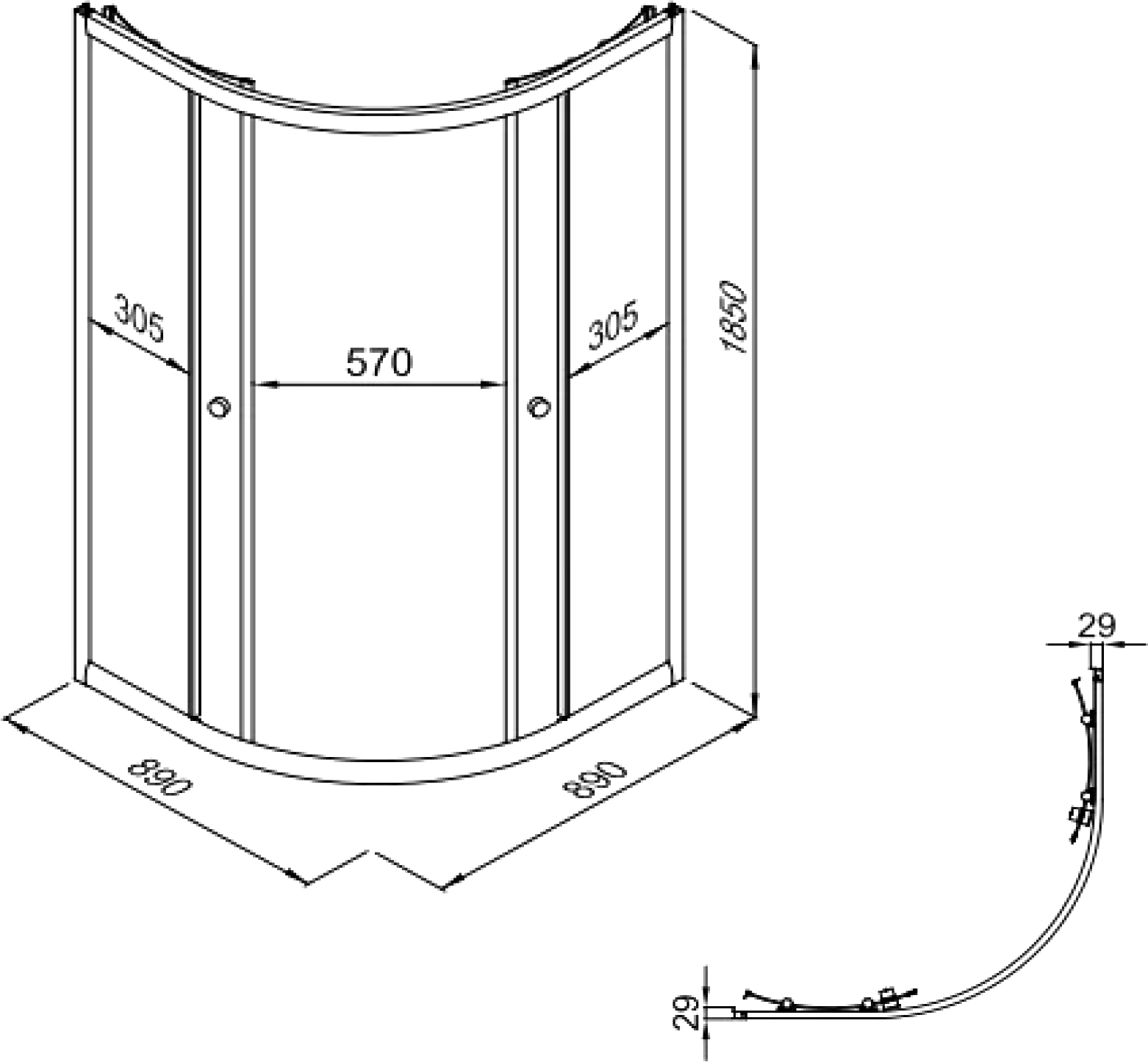 Комплект Душевой уголок DIWO Псков 90x90 профиль хром глянец + Лоток CK DRAIN AQPL10-60 Stick 60 см, с сухим затвором, из нержавеющей стали, с решеткой, прямоугольный
