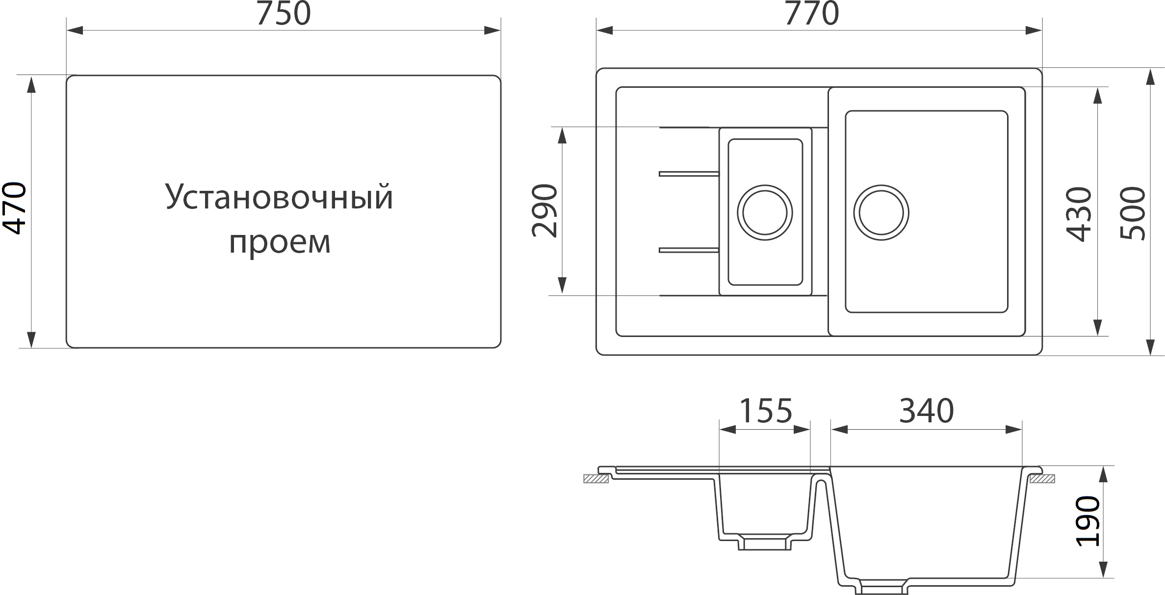Мойка кухонная Domaci Бьелла DMC-21K-309 темно-серая