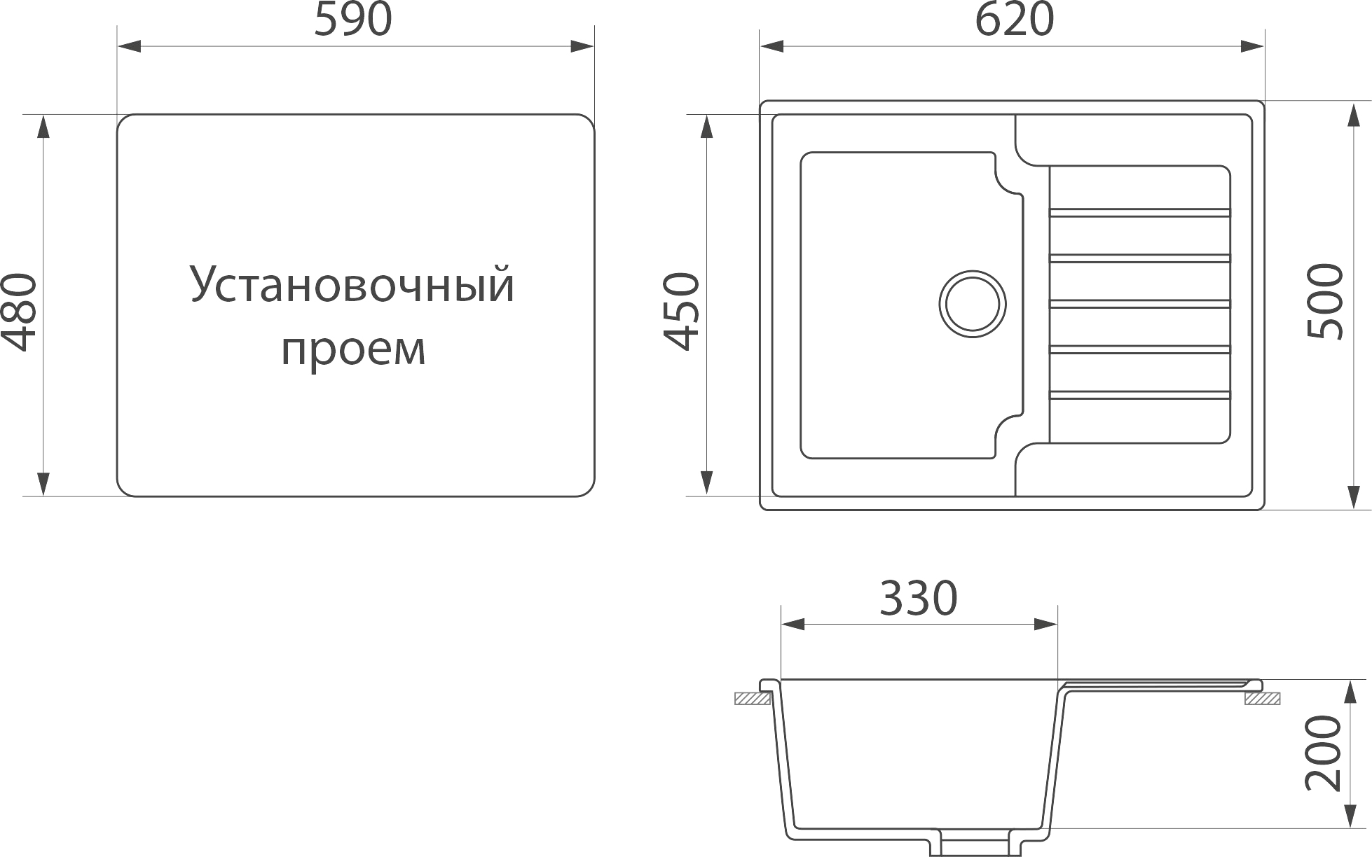 Мойка кухонная Domaci Бьелла DMC-13S-309 темно-серая