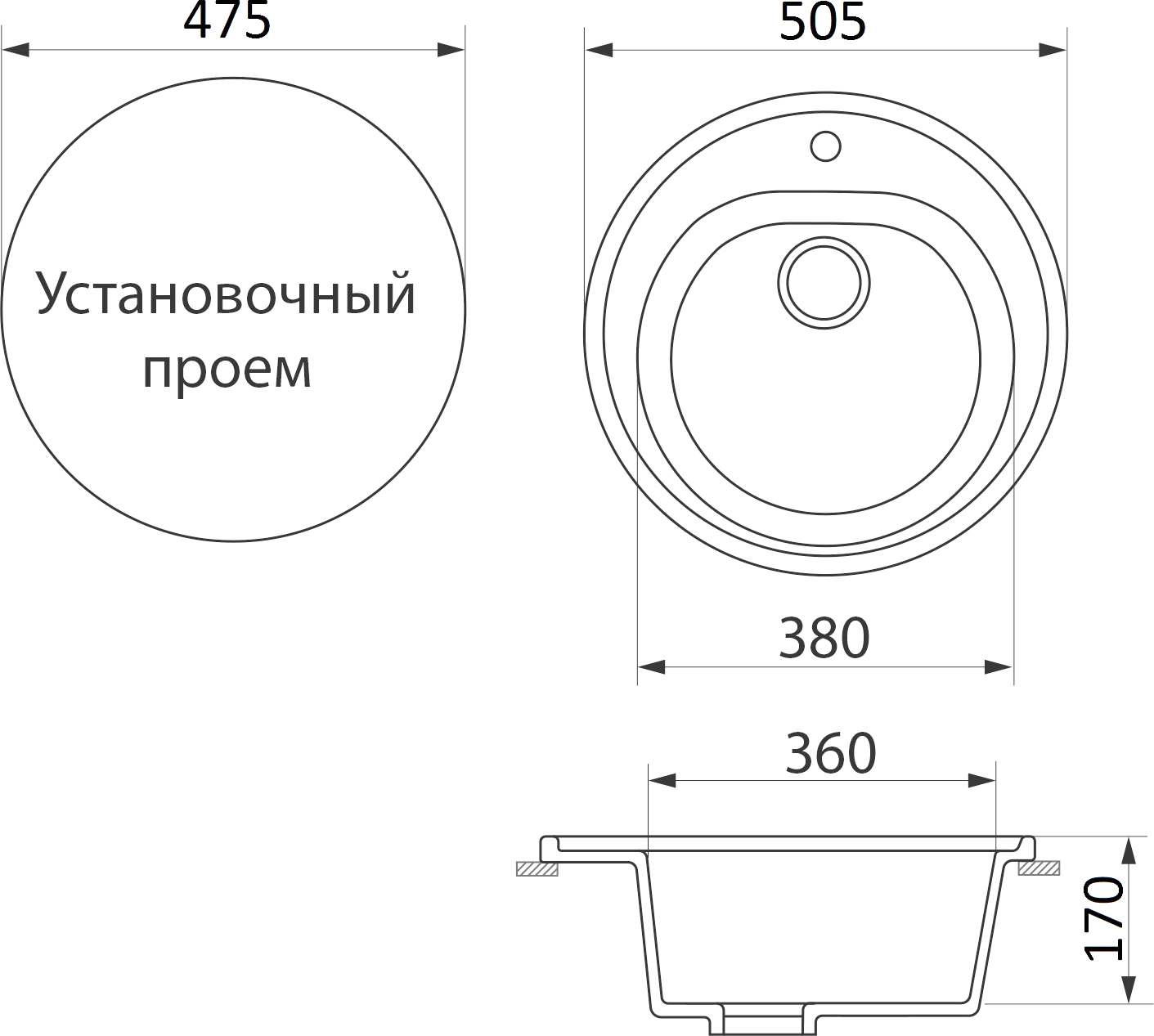 Мойка кухонная Domaci Бьелла DMC-08-343 антрацит
