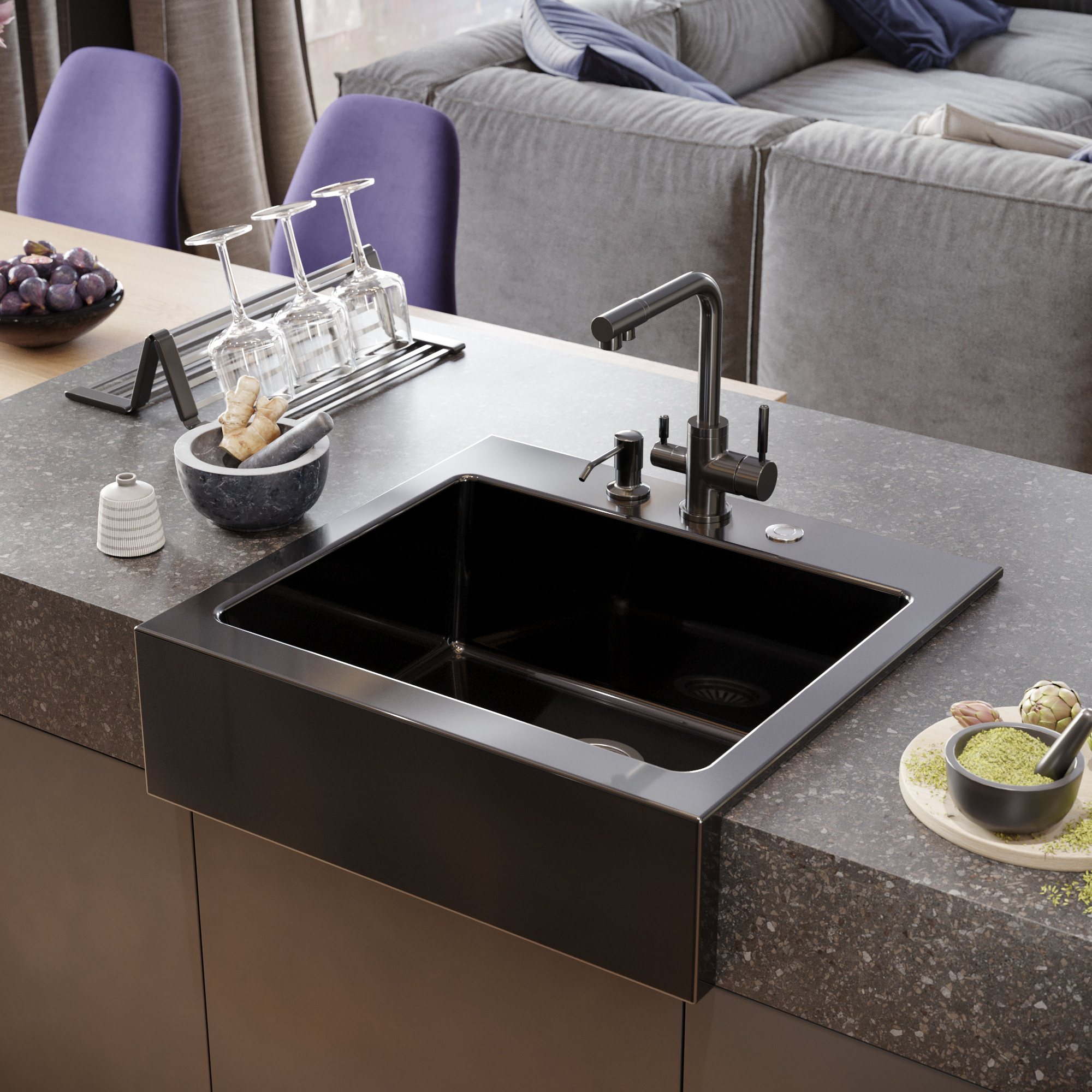 Смеситель для кухни Domaci Равенна DCB 3003N черный