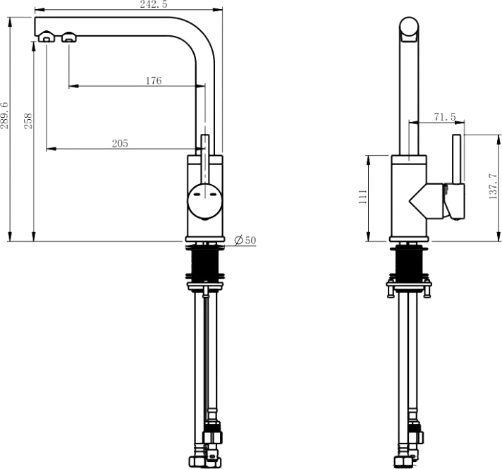 Смеситель для кухни Domaci Равенна DCB 7015 черный