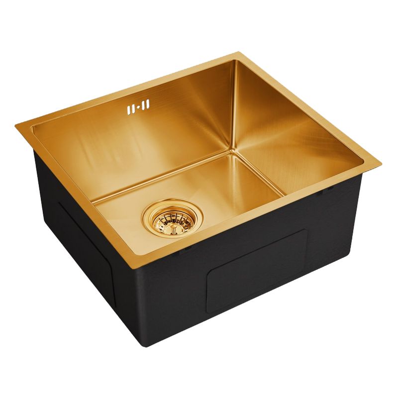 Мойка кухонная Domaci Равенна PVD DMB-114 золотая, 48х43 см, врезная, квадратная, нержавеющая сталь