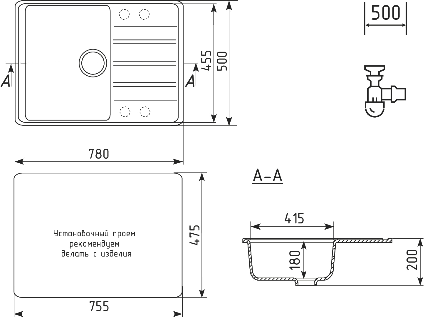 Мойка кухонная Domaci Солерно DP 780-06 трюфель