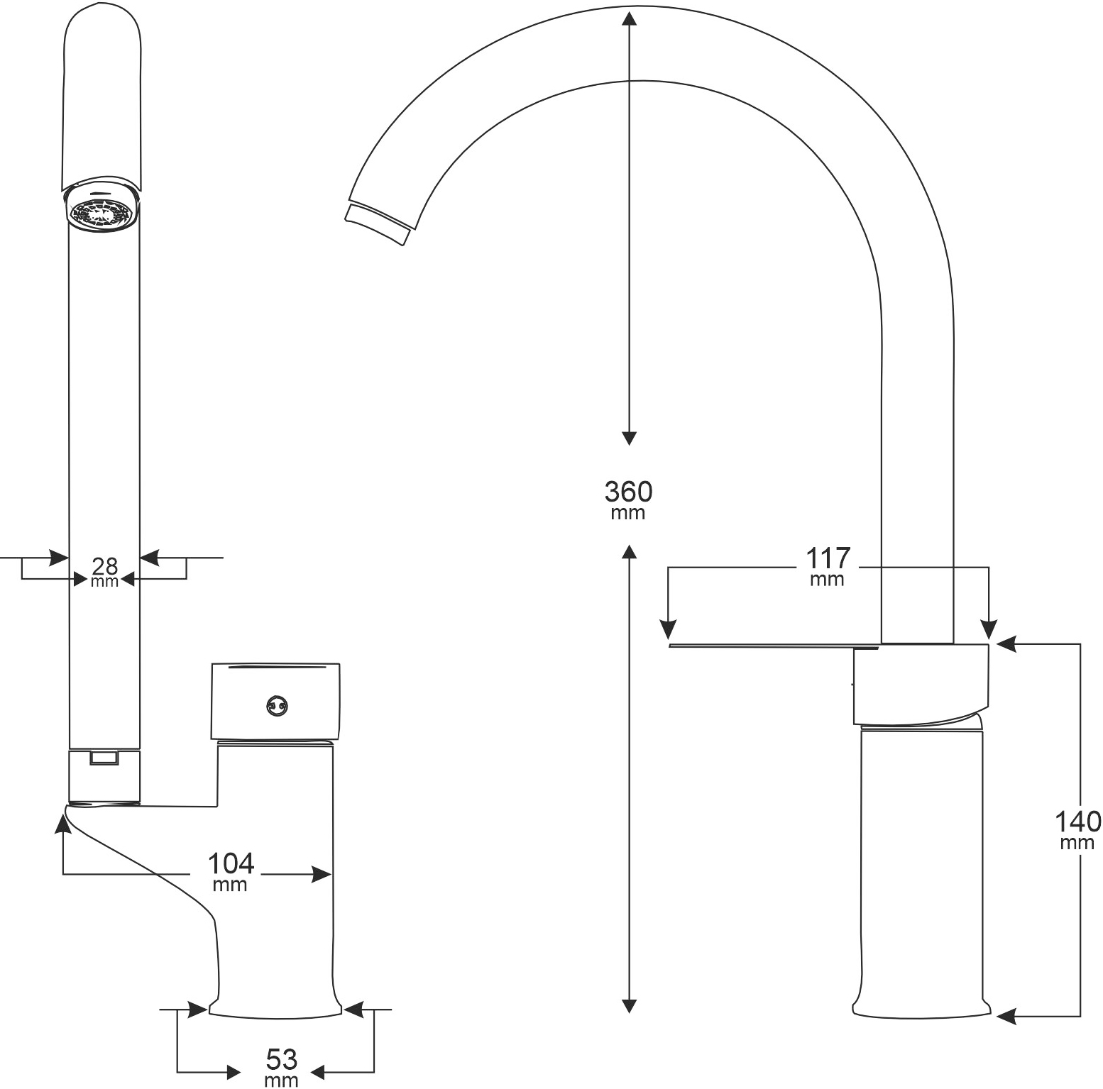 Комплект Мойка кухонная Domaci Равенна Rite DFA 577*447 (6) L2TG L + Смеситель MEGA Snow MG-SH03 хром