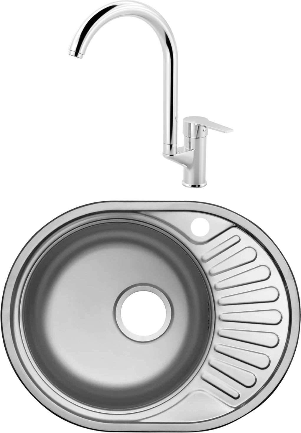 Комплект Мойка кухонная Domaci Равенна Rite DFA 577*447 (6) L2TG L + Смеситель MEGA Snow MG-SH03 хром