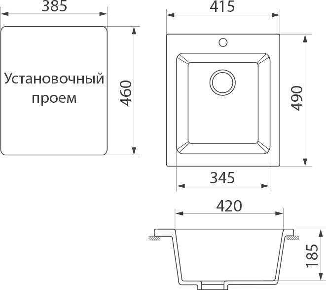 Комплект Мойка кухонная Domaci Бьелла DMC-17 черная + Смеситель MEGA Ege MG-PL10-B черный