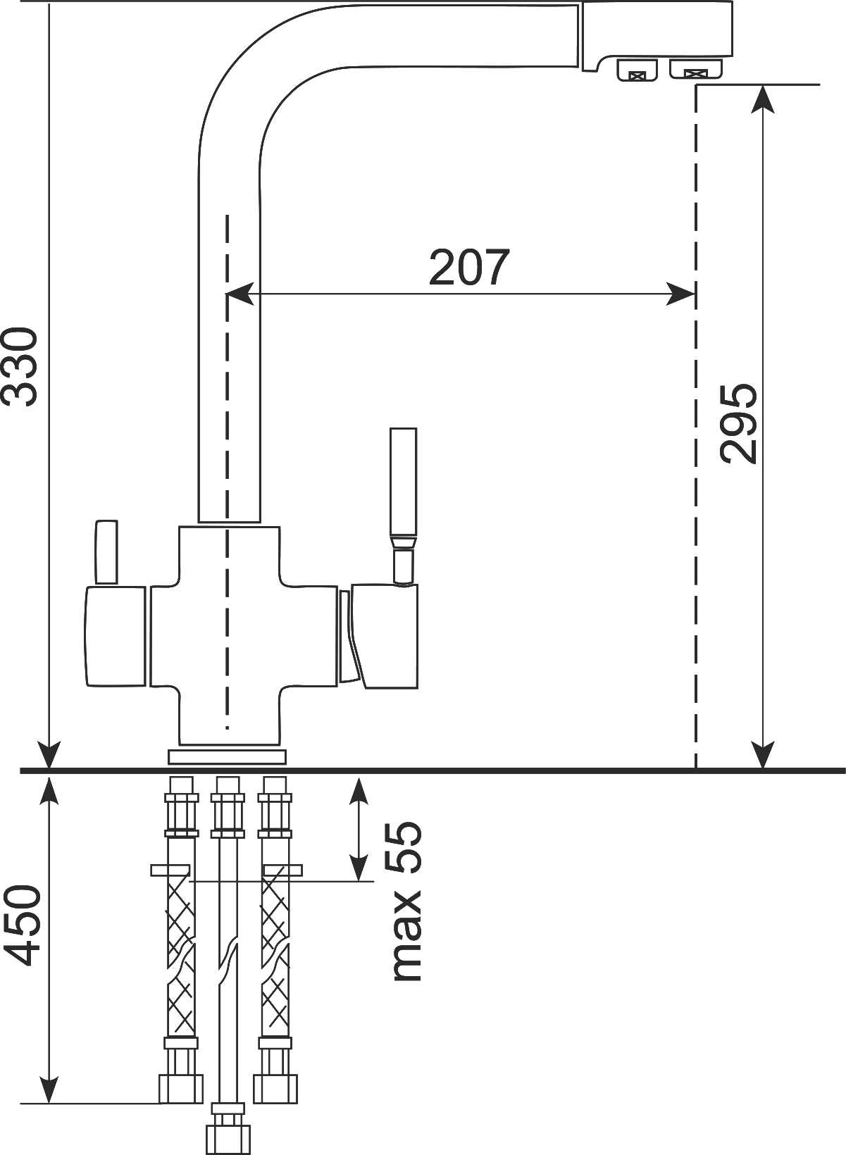 Комплект Мойка кухонная Domaci Солерно DF 505-06 трюфель + Смеситель UQ-016-06 трюфель