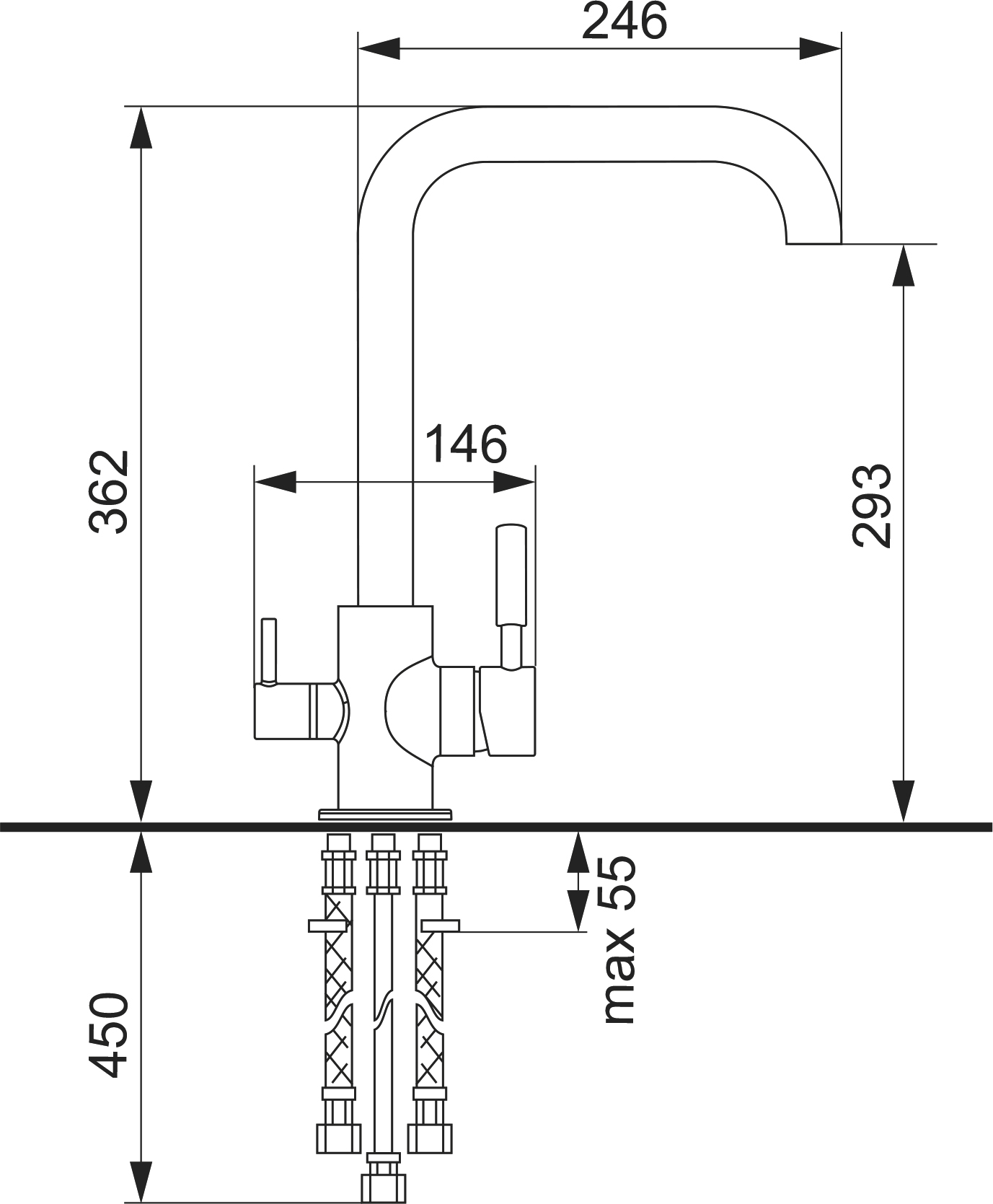 Комплект Мойка кухонная Domaci Солерно DP 605-05 бетон + Смеситель UQ-019-05 бетон