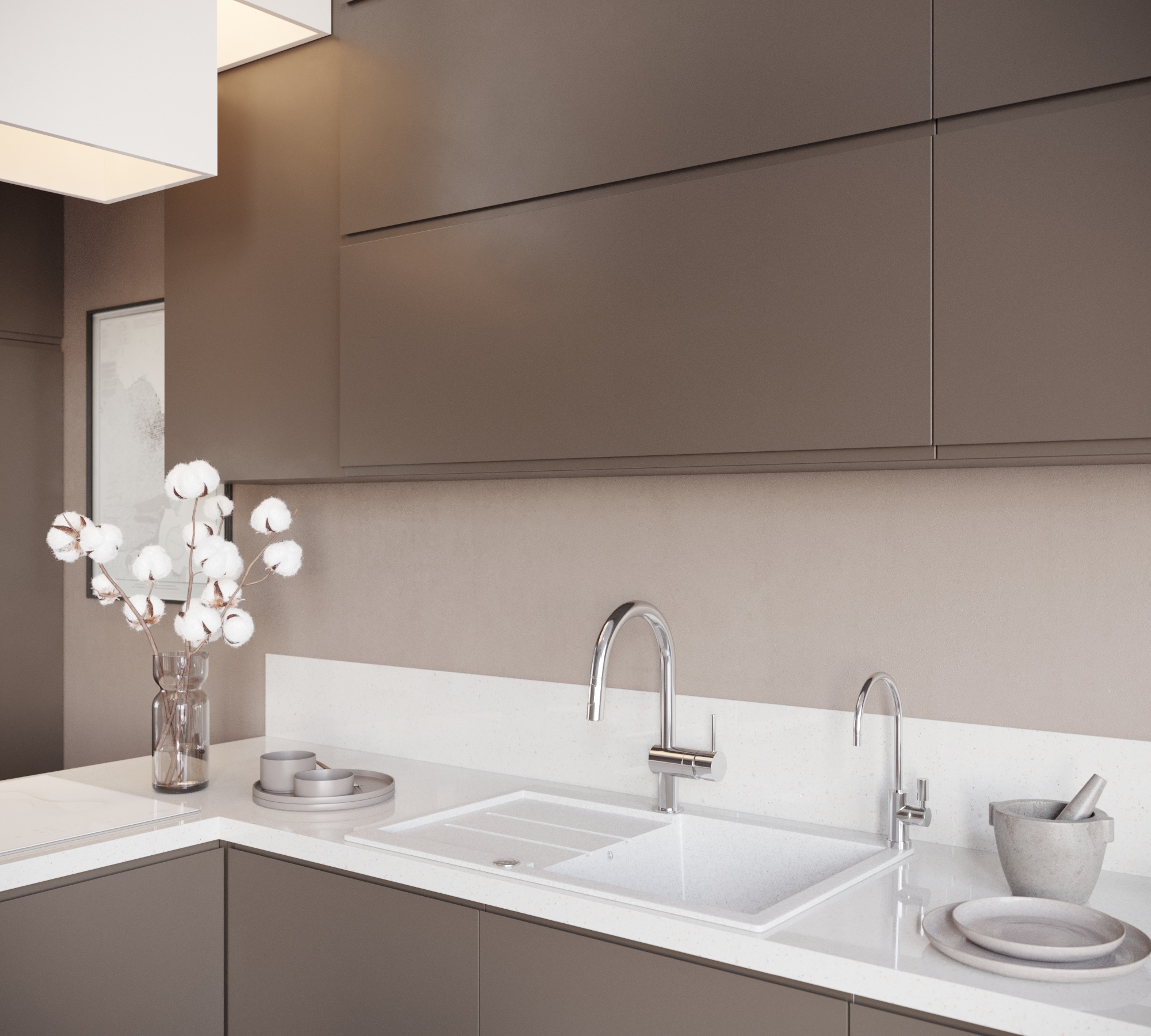 Комплект Мойка кухонная Domaci Бьелла DMC-25 белая + Смеситель Равенна D99-120st
