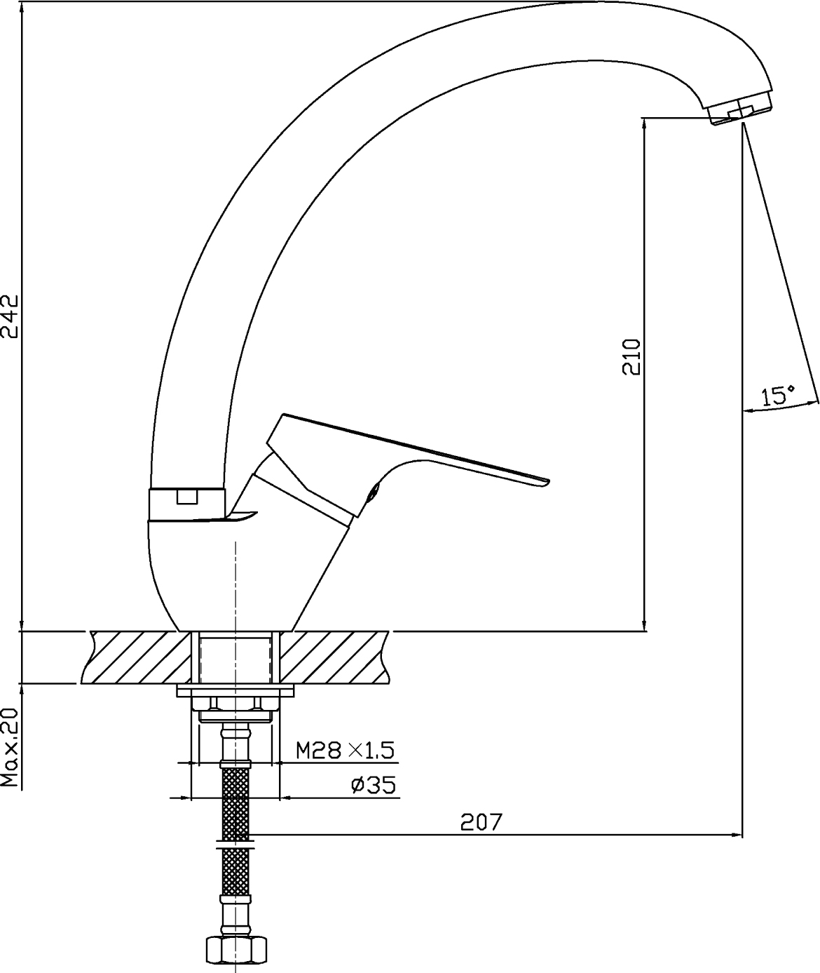 Комплект Мойка кухонная Domaci Равенна Rite DFA 577*447 (6) R1T R + Смеситель D45-002cr