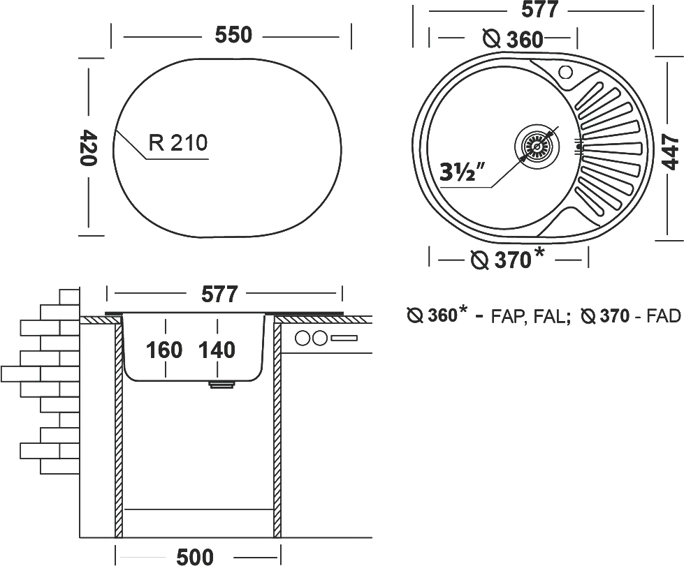 Комплект Мойка кухонная Domaci Равенна Rite DFA 577*447 (6) L2TG L + Смеситель D45-002cr