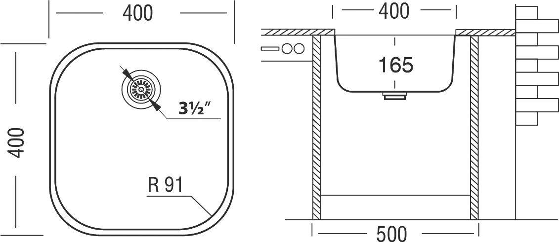 Комплект Мойка кухонная Domaci Равенна Dern DMO 400*400 (6) TG + Смеситель D03-007cr