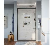 Душевая дверь в нишу STWORKI Стокгольм 100 см профиль черный матовый, раздвижная, прозрачное стекло
