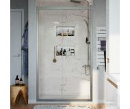 Душевая дверь в нишу STWORKI Стокгольм 110 см профиль хром матовый, раздвижная, прозрачное стекло