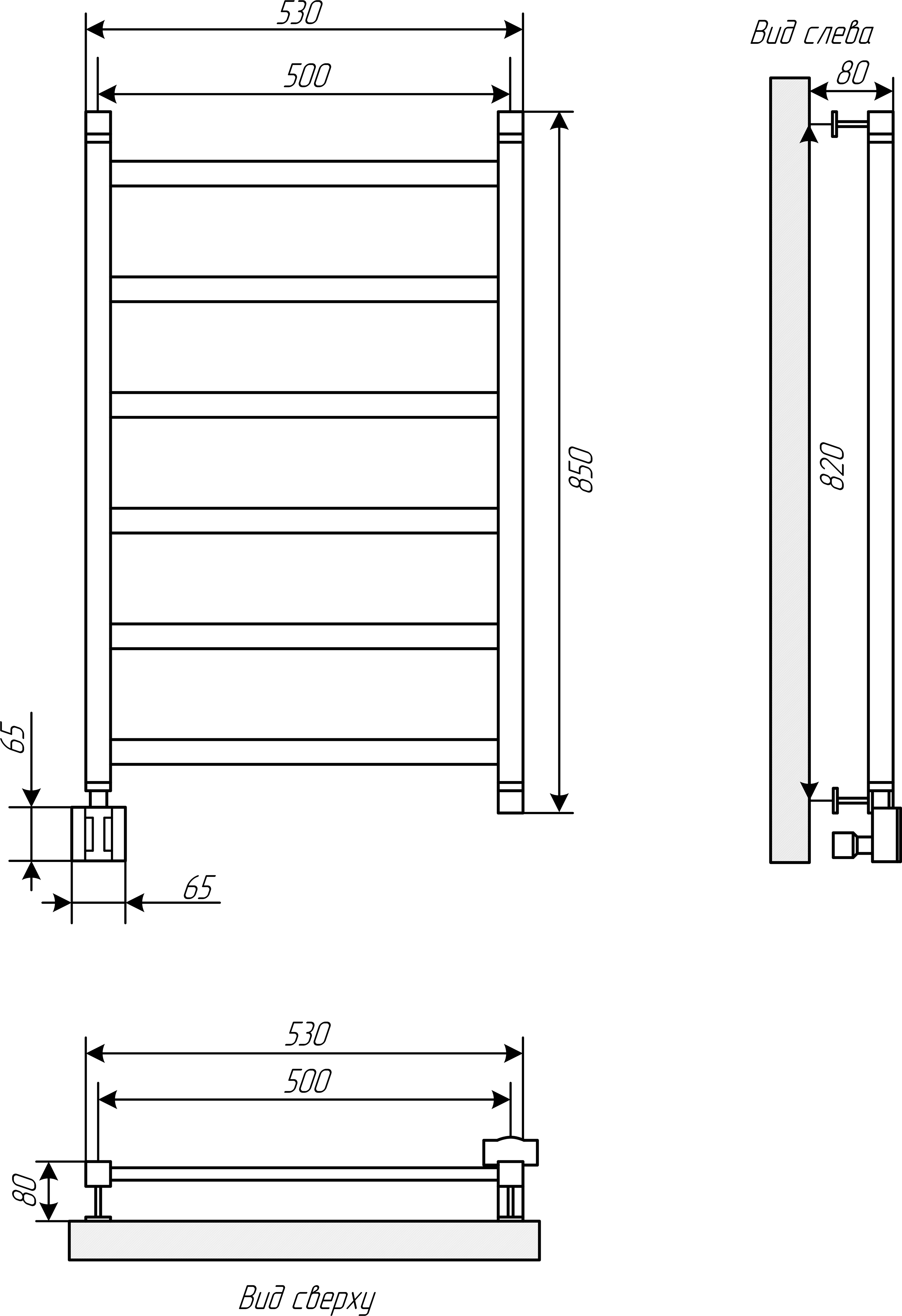 Полотенцесушитель электрический EWRIKA Кассандра Pg 80x50 L, черный матовый