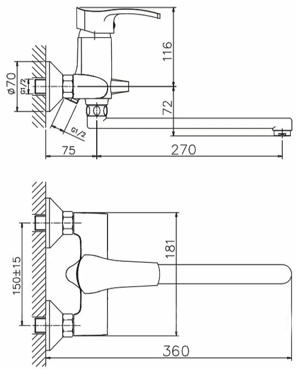 Смеситель для ванны Haiba HB2270 хром