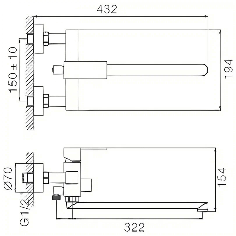 Смеситель для ванны Haiba HB22803-7 черный