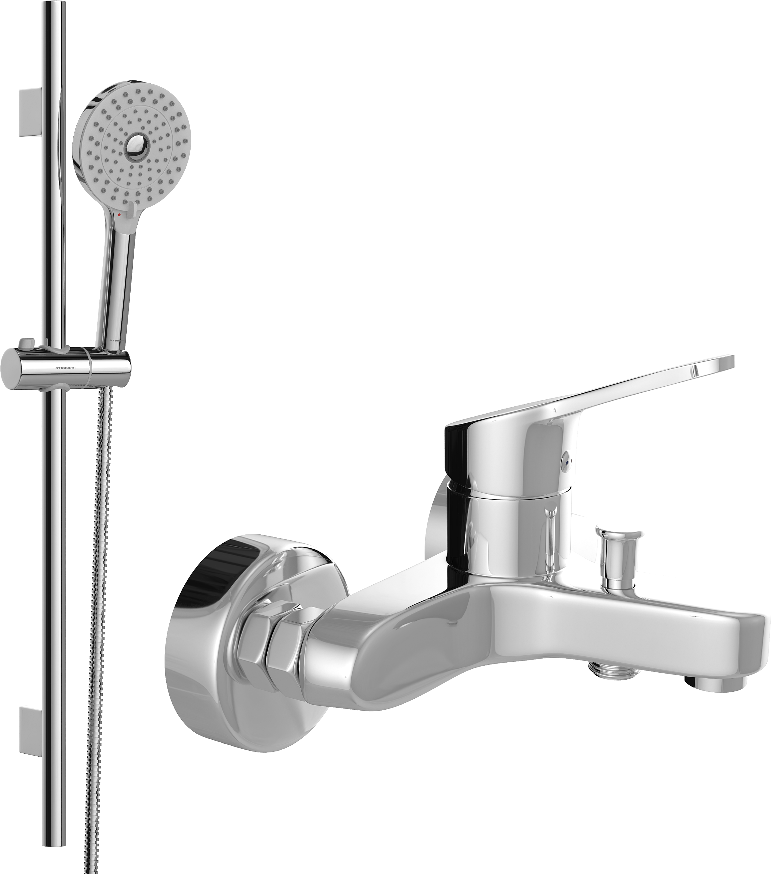 Смеситель для ванны с душем MEGA Delta MG-SRN100 + Душевой гарнитур STWORKI Хельсинки S178014-2B02-3