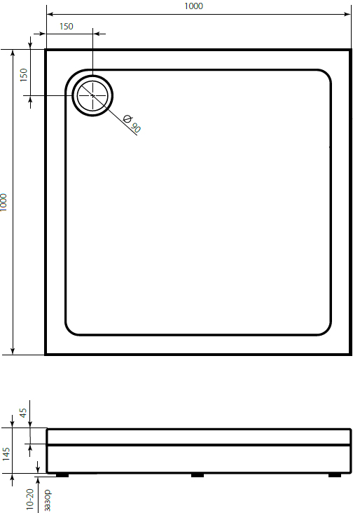 Поддон для душа STWORKI Дублин 100x100, с сифоном