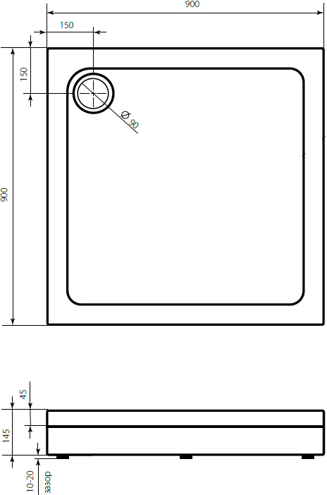 Поддон для душа STWORKI Дублин 90x90, с сифоном