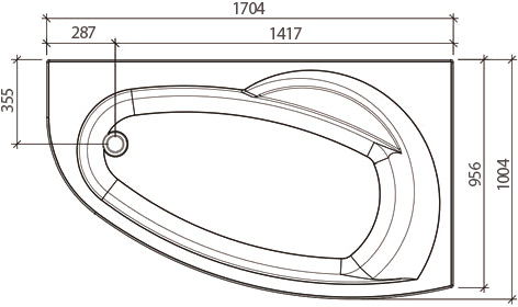 Акриловая ванна STWORKI Молде R 170x100, с каркасом