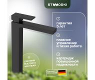 Смеситель для раковины STWORKI Нюборг NU-02b черный