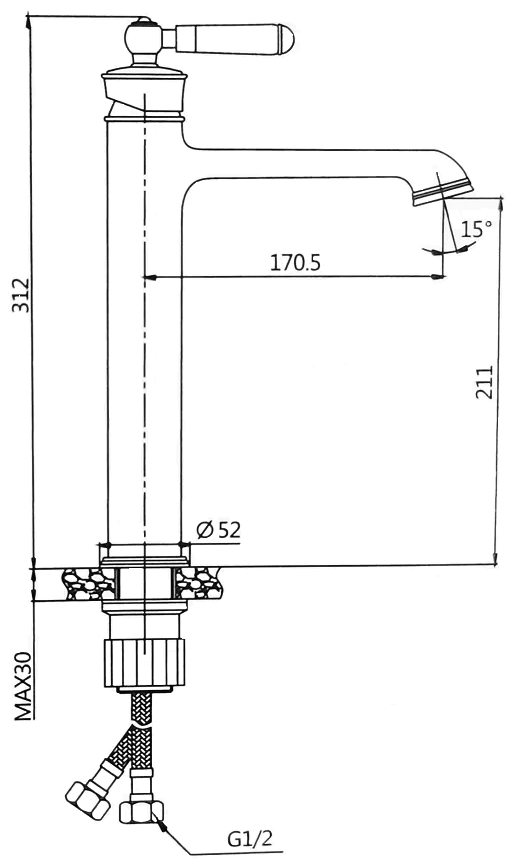 Смеситель для раковины Oute T10701Q-1 бронзовый