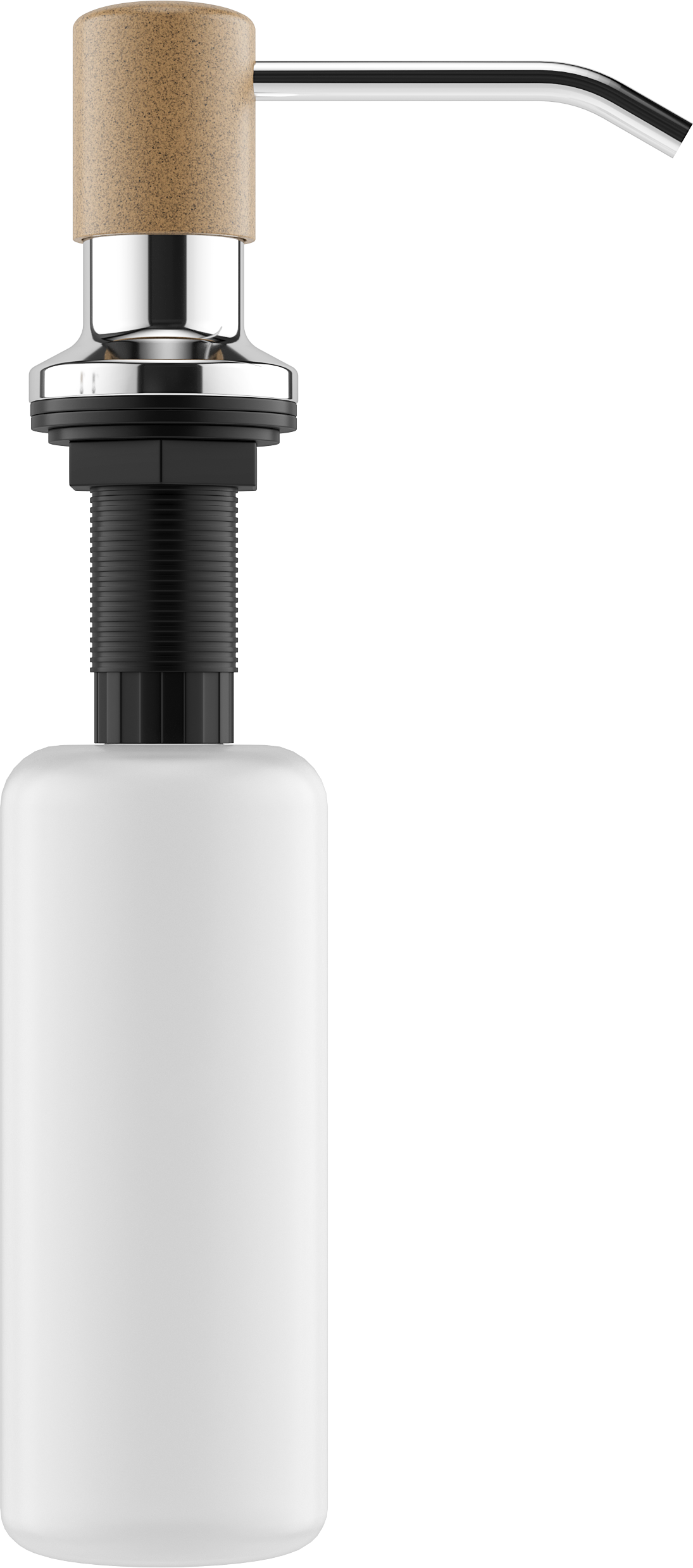 Комплект Мойка кухонная Domaci Солерно DMQ-1780.Q сардоникс, 78х50 см, бежевая, кварцевая, встраиваемая, с крылом + Смеситель DC-3004 сардоникс + Дозатор 401 сардоникс
