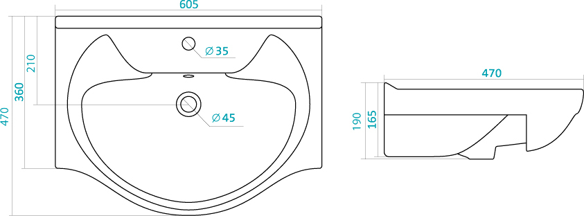 Раковина полувстраиваемая Santek WH109652 60.5 см