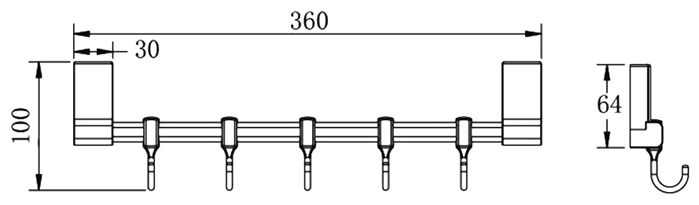 Планка 5 крючков (двиг) F1815-5 Frap