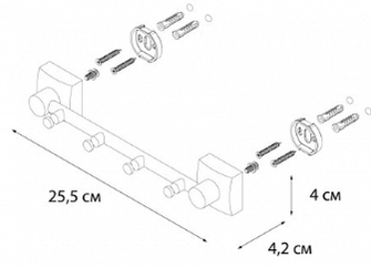 Планка 4 крючка Fixen Kvadro 61305-4