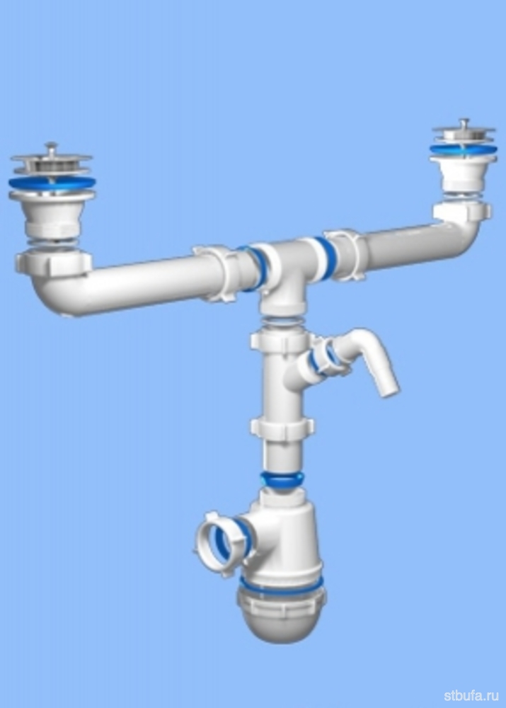 Сифон 1 1/2" * 40 Ani Грот для двойной мойки с носиком А3500(20)