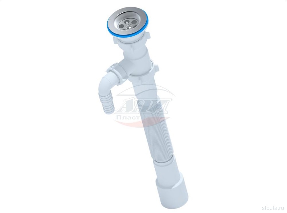 Сифон гофрированный 1 1/2" 40*50 с отводом для стиральной машины, длина 476-886мм Ani G108 (50)
