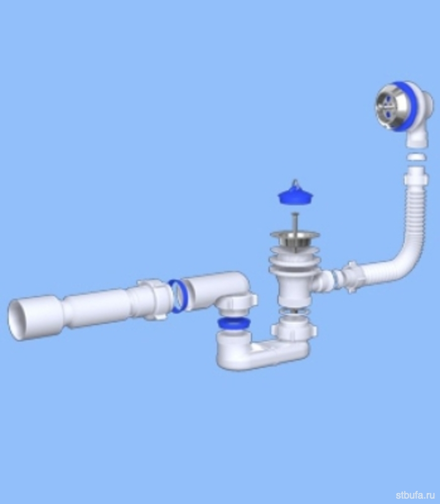 Обвязка на ванну 1 1/2"*40*50 с вып и переливом плоский с гофрой Ani Е055(30)