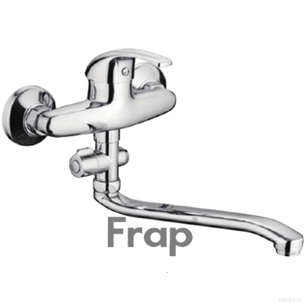 Смеситель FRAP ванна шар. 40мм изогнутый нос шар. перек.душа F2129-В (1/10)